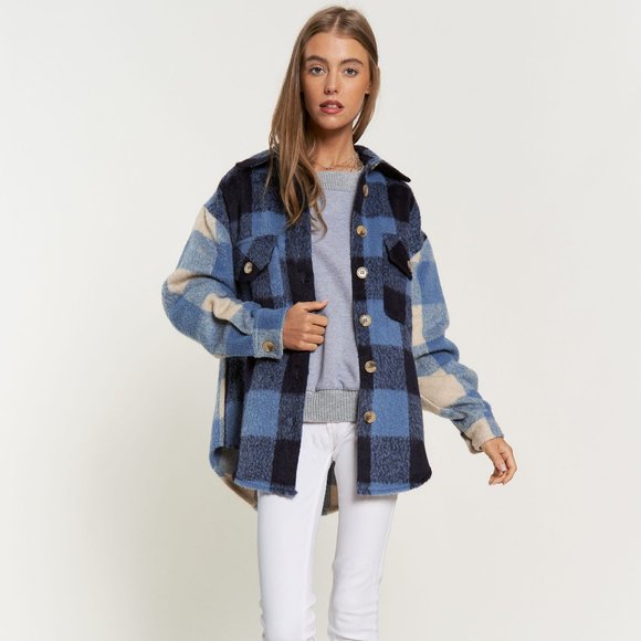 new LIMITED EDITION DAVI N DANI plaid shacket shirt jacket SM-3X western shabby - Picture 7 of 10